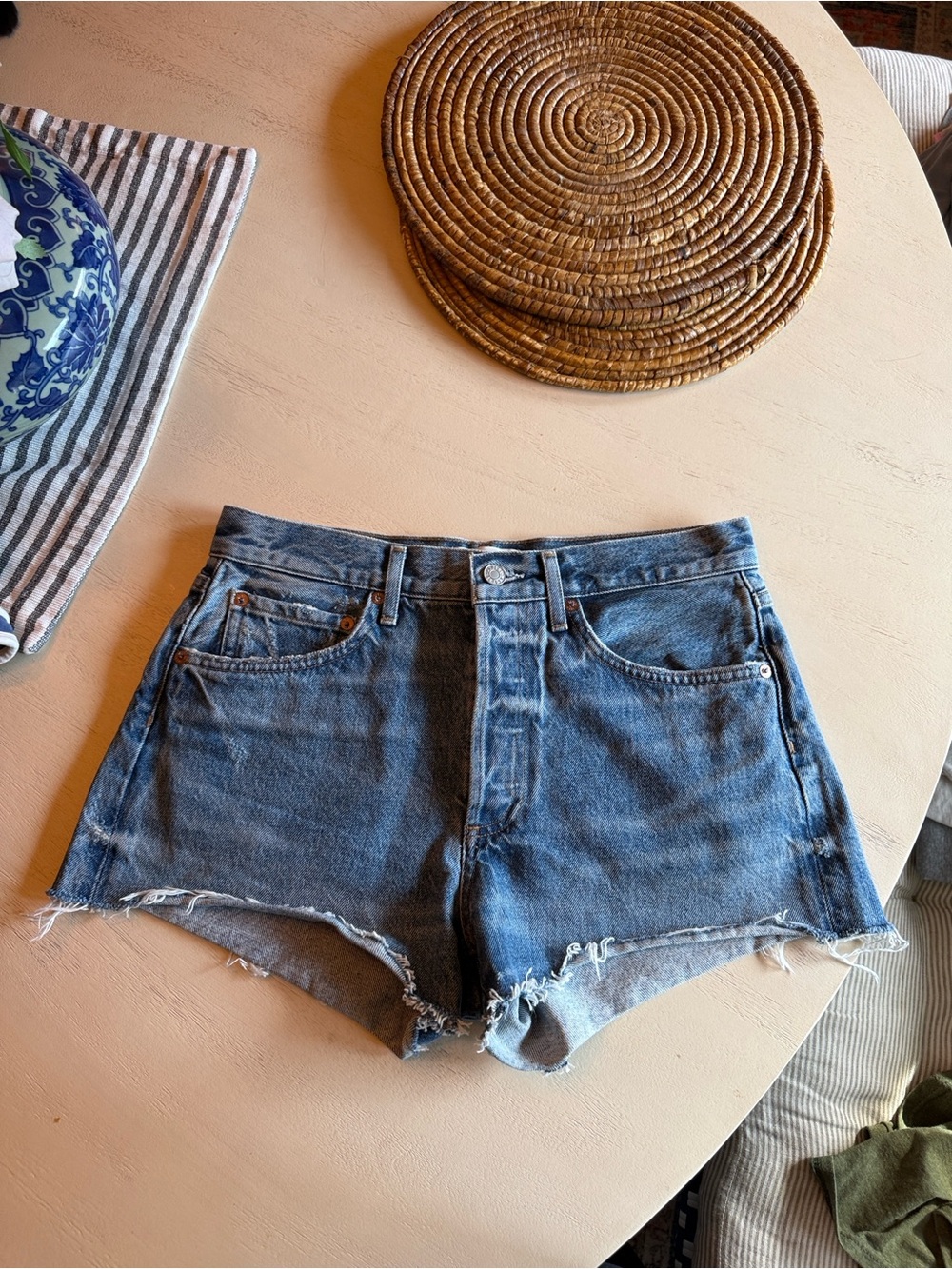 AGOLDE High-Waist Denim Shorts, Size 26